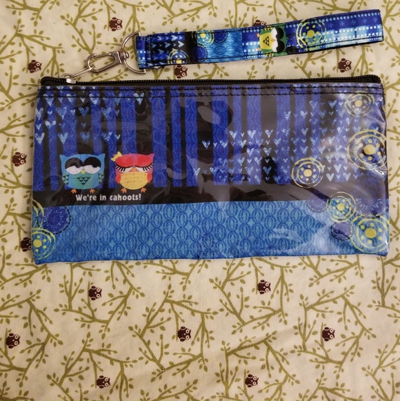 Handbags - Blue Night Owl Wristlet Clutch Pouch Removable Wrist Strap Water Resistant